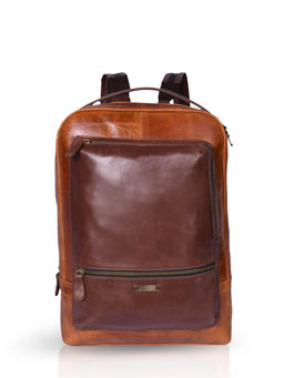 Strutt - Unisex Brown Leather Buddy Pack Urban Backpack (M)