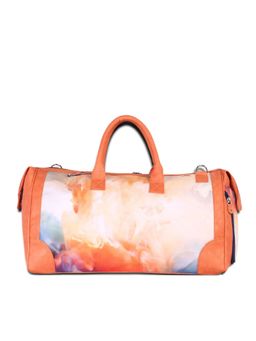 Strutt - Women Orange Wave Weekender Printed Travel Duffle Bag (M)