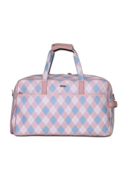 Strutt - Women Pink British-Check Printed Weekender Travel Duffle Bag (M)