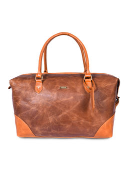 Strutt - Unisex Vegas Brown Leather Duffle Bag (M)