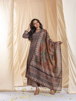 Ekana Label - Riyaanvi Stripe Straight Soft Cotton Suit (Set of 3)