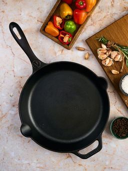 Victoria - Cast Iron Skillet Large Frying Pan With Helper Handle Seasoned With 100% Kosher Certified