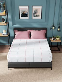 Nautica - Cotton King Bedsheet with 2 Pillow Covers -3Pc Set Checks-Blue & Red