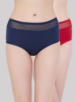 Clovia - Cotton High Waist Hipster Panty With Sheer Waist (pack Of 2)