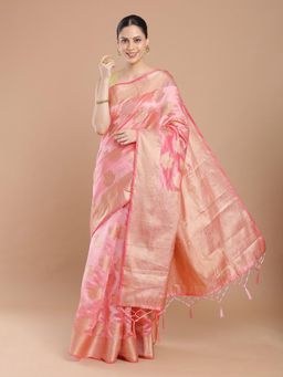 NIKATT - Pink Banarasi Silk Saree With Unstitched Blouse