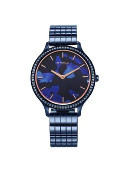 Titan - Purple Secluded Navy Blue Dial Stainless Steel Analog Watch - 2711QM01