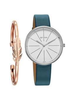 Titan - Purple Stackables White Dial Leather Analog Watch with Bracelet - 2718SL01F