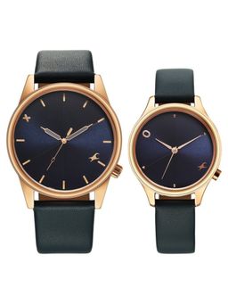 Fastrack - Mixmatched 3 Navy Blue Dial Leather Analog Watch - 33056296WL01P