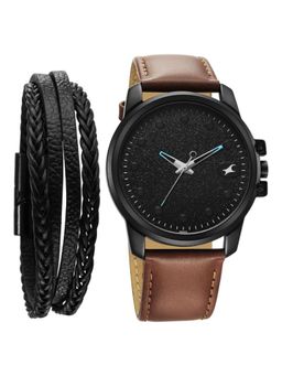 Fastrack - Pulse II Black Dial Leather Analog Watch with Bracelet - 3314NL01F