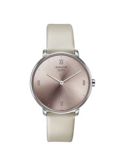 Sonata - Sleek 8 Pink Dial Leather Analog Watch - 8191SL01