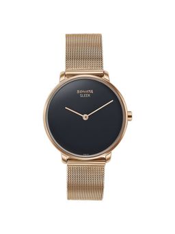 Sonata - Sleek 8 Black Dial Stainless Steel Analog Watch - 8191WM01