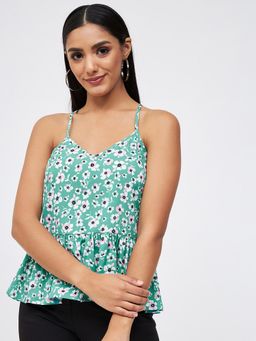 Kibo - Green Polyester Crop Top