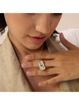 Dusala India - White Pisces Zodiac Pendant 18K Gold-Plated Necklace