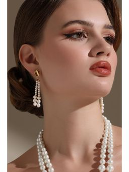 Dusala India - White Tassel Dazzle Earrings