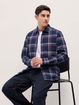 The Bear House - Men's Cotton Blue Slim Fit Casual Shirt