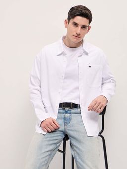 The Bear House - Men's Polycotton Blue Relaxed Fit Casual Shirt