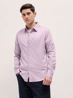 The Bear House - Men's Cotton Purple Slim Fit Casual Shirt