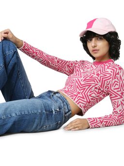 ONLY - Pink Jacquard-Knit Sweater