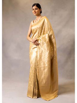 Anjaneya Sarees - Beige Woven Designer Banarasi Silk Kanjivaram Saree with Unstitched Blouse
