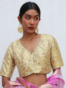 Chidiyaa - Nargiz Zubeyda Khimkab Green Brocade Embroidered Stitched Blouse