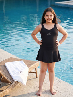 Keepfit - Girls Sleeveless Round Neck Swim Dress with Attached Shorts