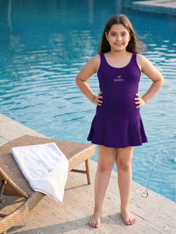 Keepfit - Girls Sleeveless Round Neck Swim Dress with Attached Shorts