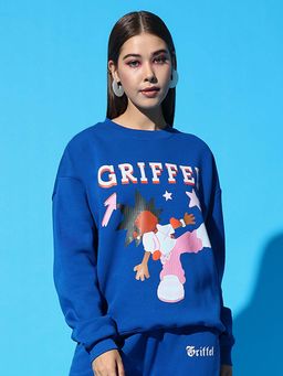 Griffel - Round Neck Oversized Royal Blue Sweatshirt