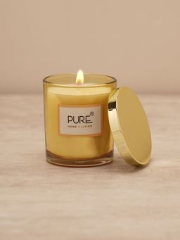 Pure Home + Living - Bergamot And Rose Yellow Leather Jar Candle