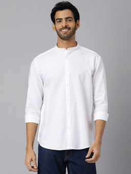 KINGDOM OF WHITE - Candid - Grainy Oxford Mandarin Collar Shirt
