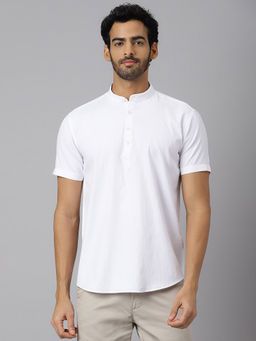 KINGDOM OF WHITE - Campus Half Sleeves Kurta with centre placket styling