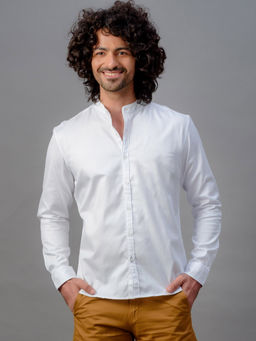 KINGDOM OF WHITE - Day Out Mandarin Collar Shirt with American Placket