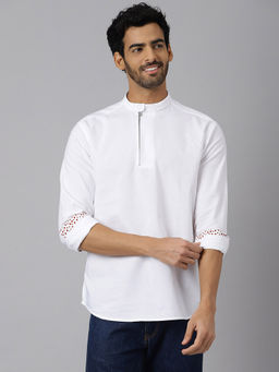 KINGDOM OF WHITE - Zipping Indian Kurta Shirt with Zipper styling