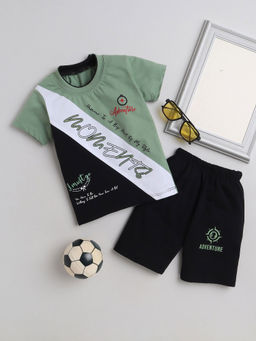 FOURFOLDS - Boys Green T-Shirt & Shorts (Set of 2)