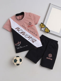 FOURFOLDS - Boys Pink T-Shirt & Shorts (Set of 2)