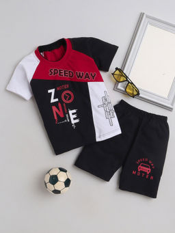 FOURFOLDS - Boys Red T-Shirt & Shorts (Set of 2)