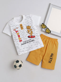 FOURFOLDS - Boys Mustard T-Shirt & Shorts (Set of 2)