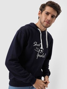 Campus Sutra - Graphic Print Hoodie Kangaroo Pocket