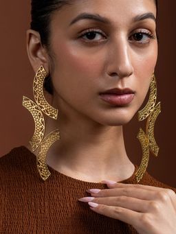 Ethnic Andaz - Kalachakra Lattice Earrings -Gold