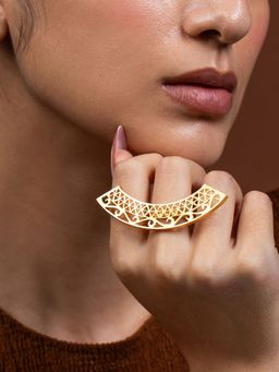 Ethnic Andaz - Kalachakra Lattice Ring -Gold