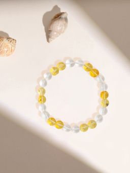 Ruby Raang Studio - Clear Quartz & Citrine Yellow & White Beads Bracelet -Multi-Color