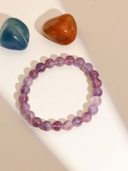 Ruby Raang Studio - Amethyst Purple Round Crystal Beads Elastic Bracelet