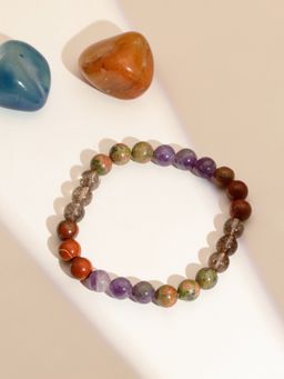 Ruby Raang Studio - Red Carnelian, Lapis Lazuli, Amethyst & Green Avanturine Crystal Beads Bracelet