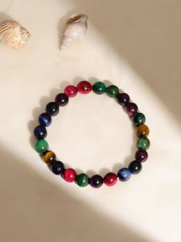 Ruby Raang Studio - Red Carnelian, Lapis Lazuli, Amethyst & Green Avanturine Crystal Beads Bracelet