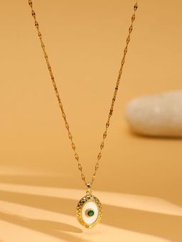 Ruby Raang Studio - Antique Finish Crystal Necklace -Green