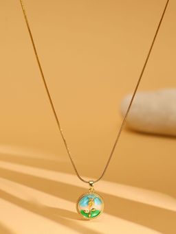 Ruby Raang Studio - Antique Finish White Crystal Necklace -Multi-Color