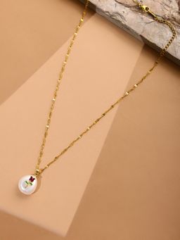 Ruby Raang Studio - Antique Finish White Crystal Necklace -White