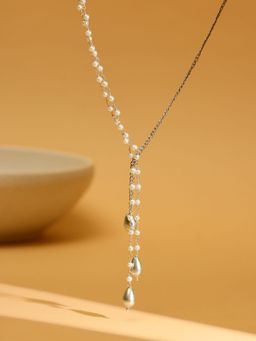 Ruby Raang Studio - Beaded One Sided Motif Necklace -White