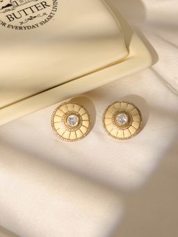 Ruby Raang Studio - Women'S Kundan Pearl Earrings -Cream