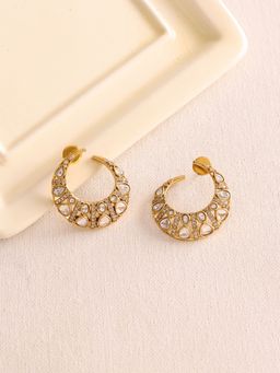 Ruby Raang Studio - Moissanite Gold Plated Round Earrings -White