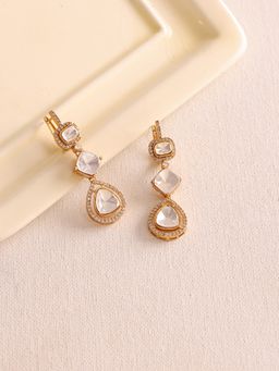 Ruby Raang Studio - Women'S Long Kundan Earrings -White